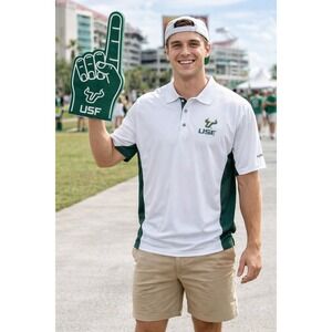 Knights Apparel South Florida Bulls USF White Green Polo Men's Size Large Horns